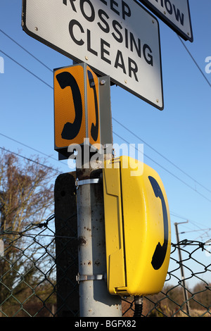 Eisenbahn-Kreuzung-Telefon Stockfoto