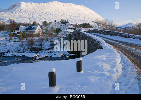 Bridge of Orchy, Schnee, Winter, Argyll and Bute, Scotland, Dezember 2009 Stockfoto