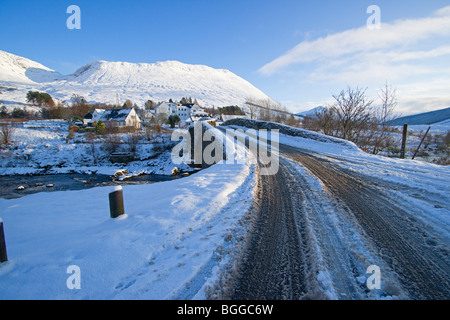 Bridge of Orchy, Schnee, Winter, Argyll and Bute, Scotland, Dezember 2009 Stockfoto