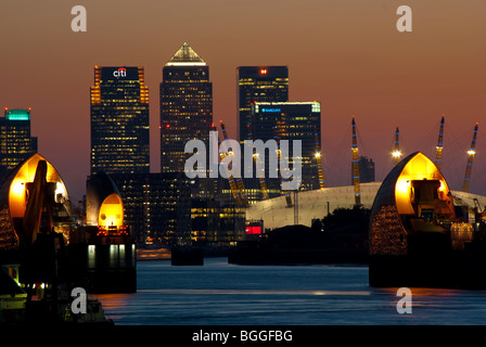 Canary wharf, Thames Barrier, UK, England, London Stockfoto