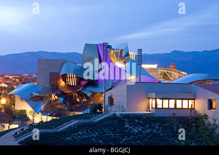 Marques de Riscal Hotel, Elciego, Spanien, erhöhte Ansicht Stockfoto