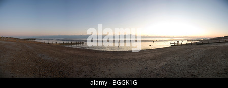 Panorama am Strand von East Preston, West Sussex, UK Stockfoto