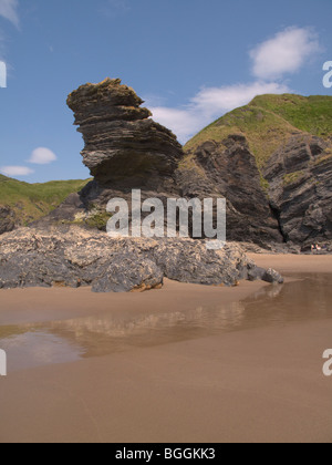 Llangranog Meerblick Cardigan Bay Wales Strand & Stockfoto