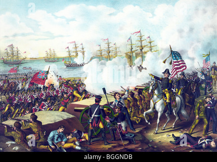 Drucken Sie die Darstellung zum letzten Tages der Schlacht von New Orleans am 8. Januar 1815 in der US-Truppen der britischen Armee besiegt.