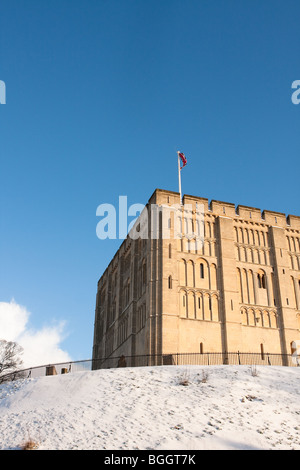 Norwich Schloss - um Norwich Norfolk in Großbritannien Schneefall von Anfang Januar, 2010 Stockfoto