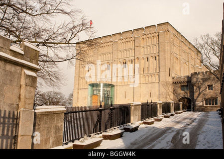 Norwich Schloss - um Norwich Norfolk in Großbritannien Schneefall von Anfang Januar, 2010 Stockfoto