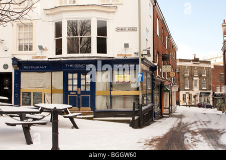 Rund um die Innenstadt von Norwich in Norfolk in Großbritannien Schneefall von Anfang Januar, 2010 Stockfoto