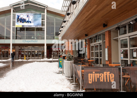Chapelfield Einkaufszentrum - Norwich in der UK-Schneefall von Anfang Januar 2010. Stockfoto