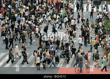 Shibiuya Kreuzung. Überfüllten Fußgängerüberweg, Tokyo, Japan Stockfoto