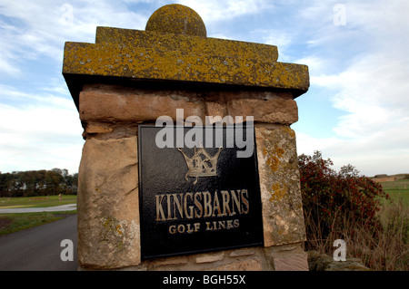 Ein Schild am Eingang des Kingsbarnes Golf Club Links, St Andrews, Fife, Schottland. Stockfoto