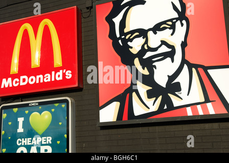 Fast-Food-Anzeige. Stockfoto