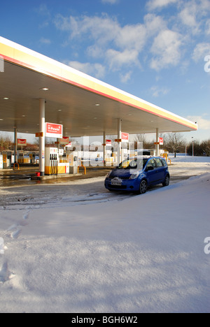 M1 Tibshelf Leistungen Winter 2010. Stockfoto