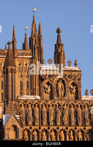 Wells Cathedral mit Schnee Stockfoto