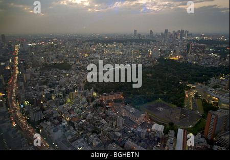 Blick auf Tokio bei Einbruch der Dunkelheit von MORI Tower, Roppongi Hills, Japan Stockfoto