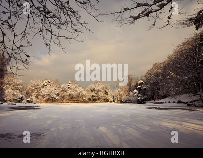 Keston Teiche Winter-Szene. Stockfoto