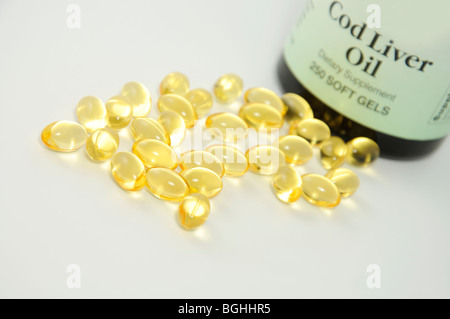 Dorschleber Öl weiche Gele Stockfoto