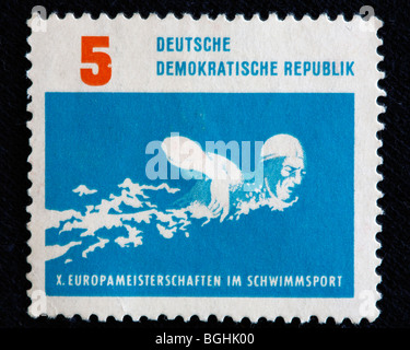 Schwimmen-Meisterschaft, Briefmarke, DDR (Deutsche Demokratische Republik) Stockfoto