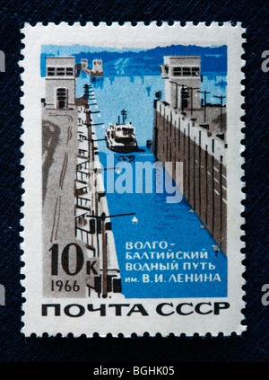 Volga-Baltische Kanal, Briefmarke, UdSSR, 1966 Stockfoto
