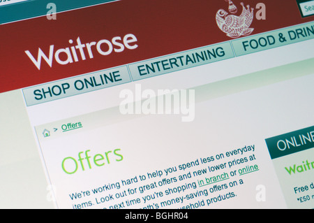 Waitrose Website - britische Supermarktkette Stockfoto