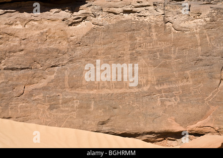 Winkler berühmten Felszeichnungen Seite 26 in Wadi Abu Wasil in der östlichen Wüste von Ägypten. Stockfoto