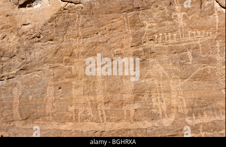 Winkler berühmten Felszeichnungen Seite 26 in Wadi Abu Wasil in der östlichen Wüste von Ägypten. Stockfoto