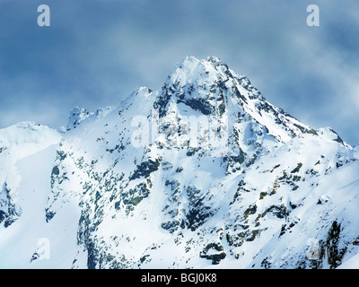 Winter-Schuss von Kasprowy Wierch Gipfel, den höchsten Gipfel der polnischen Tatra-Gebirge Stockfoto