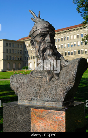 Denkmal von dem albanischen Nationalhelden Skanderbeg von Odhise Paskali, William Rappard Park, Genf, Schweiz Stockfoto