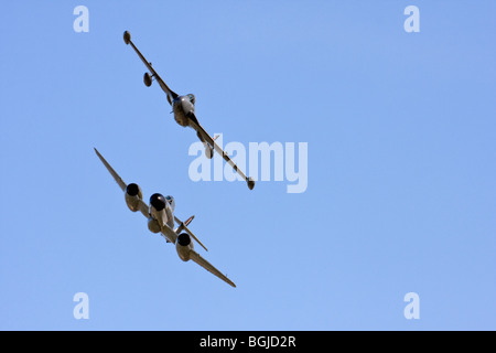 Gloster Meteor und De Havilland Vampire auf RAF Leuchars Airshow 2009, Fife, Schottland Stockfoto