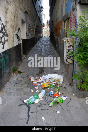 Wurf in Gasse Stockfoto