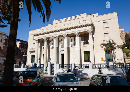 Malaga, Provinz Malaga, Costa Del Sol, Spanien. Der Neo-klassischen Banco de España Gebäude aus den 1930er Jahren. Stockfoto