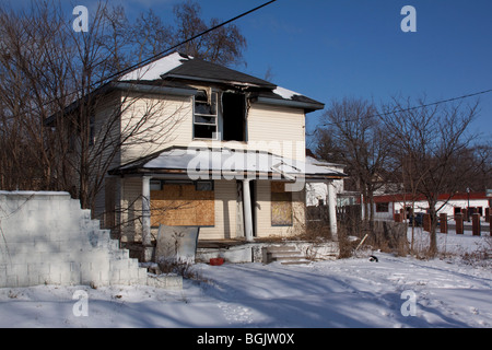 Ausgebrannten Wohnung städtische Trockenfäule Flint Michigan Stockfoto