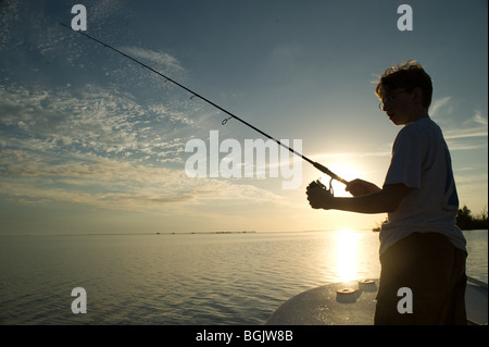 Teenager Angeln, Pine Island Florida Stockfoto