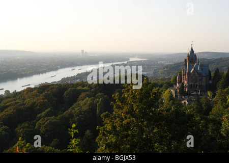 Königswinter, Schloß Drachenburg, Blick Auf Den Rhein Nach Bonn Stockfoto