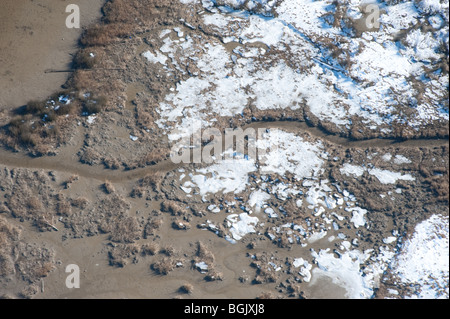 Blackwater Wildlife Refuge, Dorchester County Maryland mit Schnee aus der Luft Stockfoto