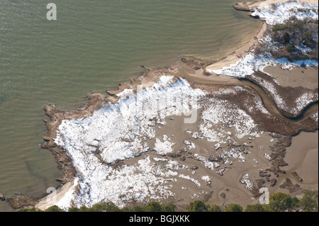 Blackwater Wildlife Refuge, Dorchester County Maryland mit Schnee aus der Luft Stockfoto