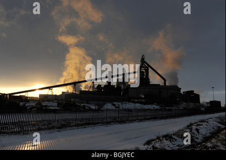 Redcar Corus Ofen im Schnee Stockfoto