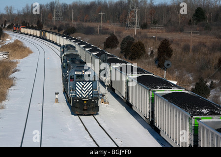 Trainieren Sie mit Kohlenwagen Flint Michigan USA Stockfoto