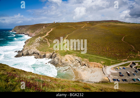 Mit Blick auf Kapelle Porth, Cornwall England UK Stockfoto