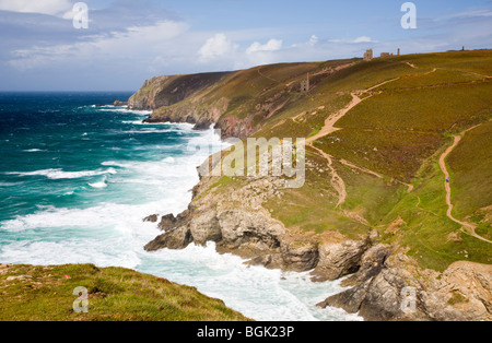 Mit Blick auf Kapelle Porth, Cornwall England UK Stockfoto