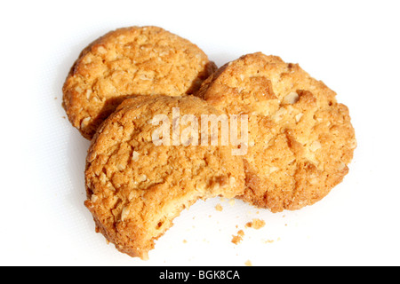 Drei Cookies isoliert auf weiss Stockfoto