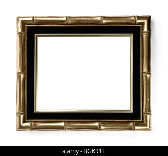 Vergoldete Bambus Deko Bild Frame Isoolated auf weißem Hintergrund Stockfoto