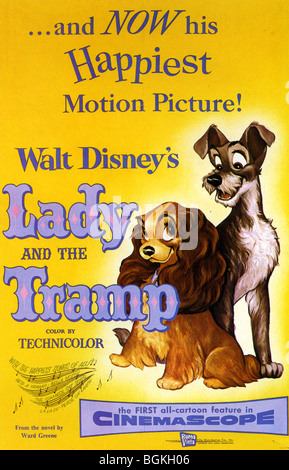 DIE LADY AND THE TRAMP - Plakat für 1955 Walt Disney Feature Cartoon Stockfoto