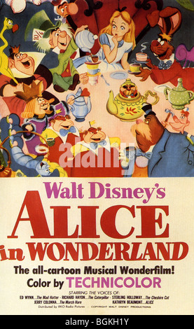 ALICE IN WONDERLAND - Poster für 1951 Walt Disney Feature Cartoon Stockfoto