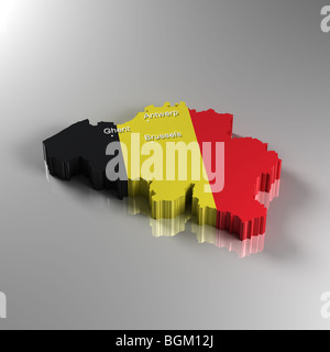 3D Karte von Belgien Stockfoto