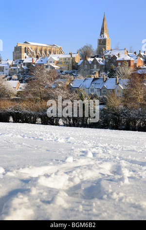 Malmesbury unter einer Schneedecke Stockfoto