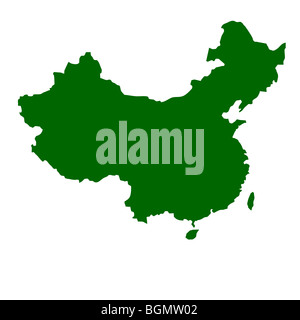 Volksrepublik China Karte isolierten auf weißen Hintergrund. Stockfoto