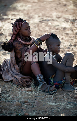 Himbas in North West Namibia Stockfoto