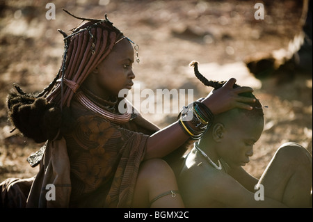 Himbas in North West Namibia Stockfoto