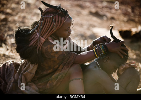 Himbas in North West Namibia Stockfoto