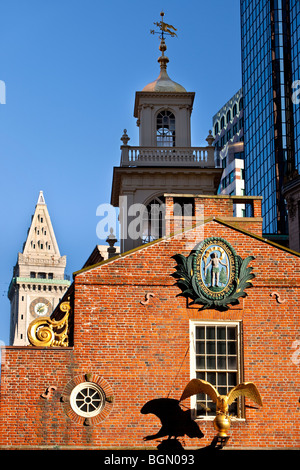 Das Old State House - Standort von vielen patriotischen Aktivitäten vor und während der Amerikanischen Revolution, Boston, Massachusetts, USA Stockfoto